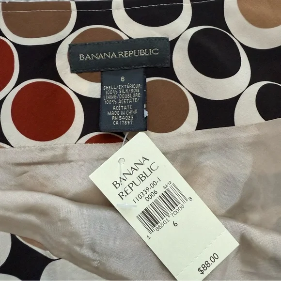 Banana Republic New Pencil 100% Silk Skirt in Black, Brown, Cream Sz 6 - Picture 3 of 7